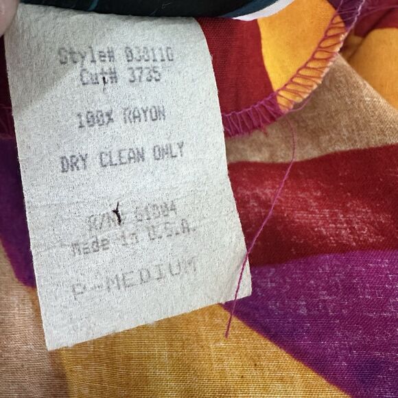 Vintage Susan Graver Abstract Rayon Blouse Geometric Print USA Made P-M - Picture 5 of 14